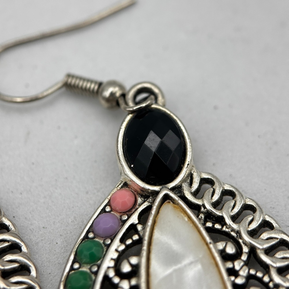 Vintage 90s Silver-Tone Filigree Women's Earring Set Bohemian Retro Drop Dangle - Picture 9 of 14